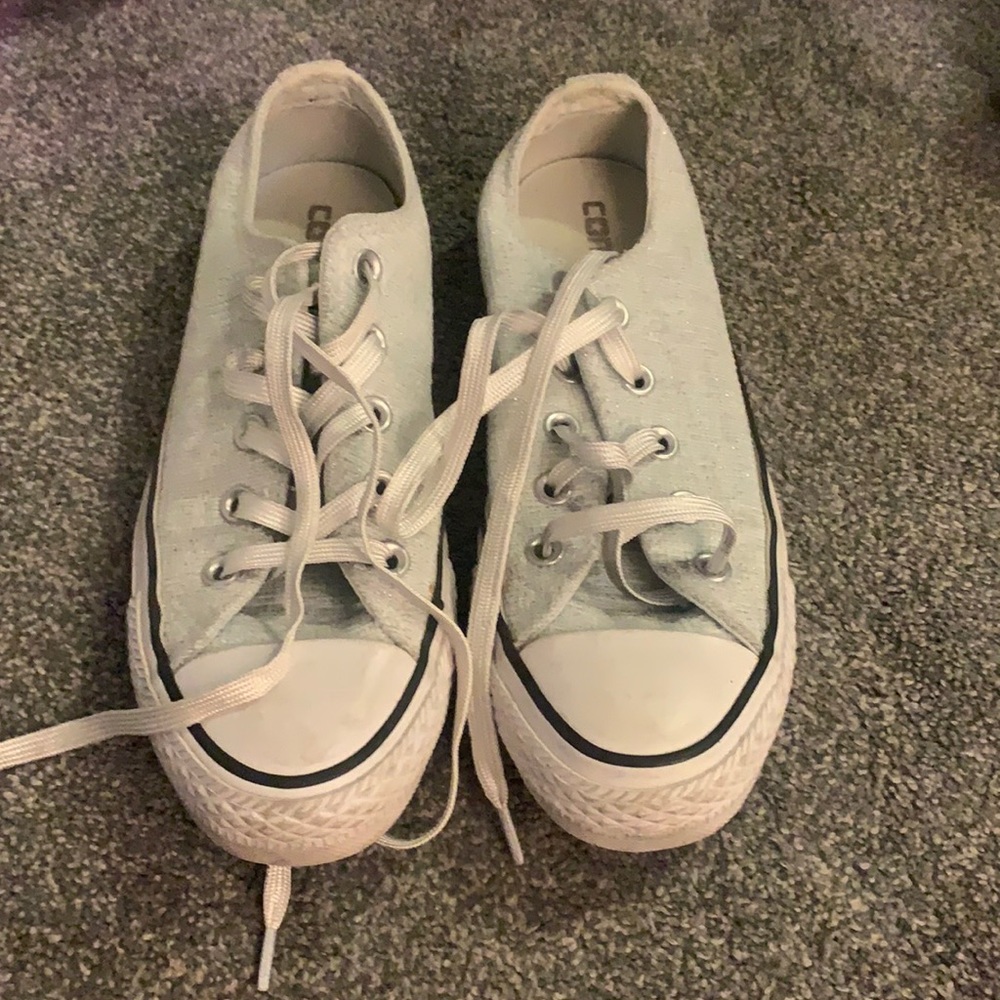 light blue sparkly low converse